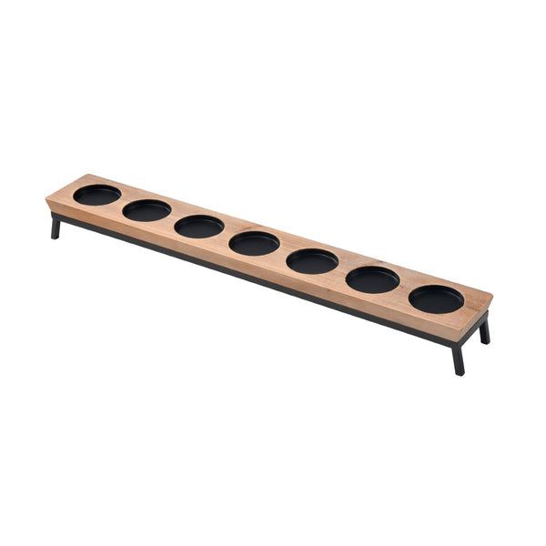 Atlas Drew Candleholder Centerpiece - Rustic Wooden Base with Metal Accents for Elegant Ambiance AC11268-01