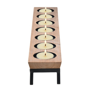 Atlas Drew Candleholder Centerpiece - Rustic Wooden Base with Metal Accents for Elegant Ambiance AC11268-01