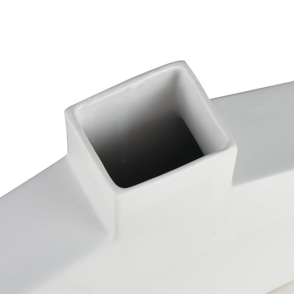 Atlas Drue Vase - Modern Sculptural Ceramic Accent for Stylish Home Décor and Elegant Displays Short Matte White AC11269-01