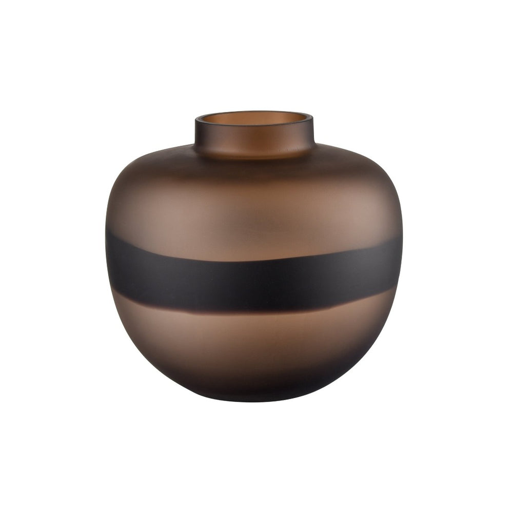 Atlas Dugan Vase - Modern Hand-Blown Glass Accent with Matte Finish and Bold Black Detailing for Elegance Short Tobacco AC11271-01