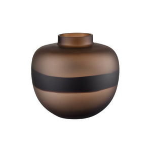 Atlas Dugan Vase - Modern Hand-Blown Glass Accent with Matte Finish and Bold Black Detailing for Elegance Short Tobacco AC11271-01
