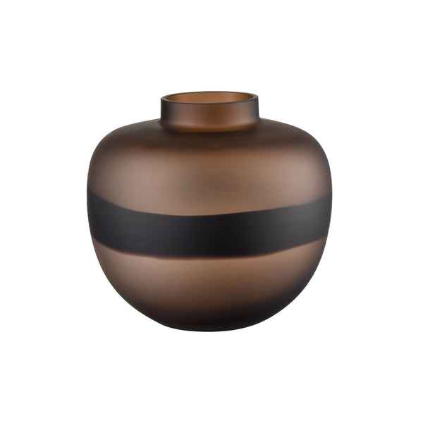Atlas Dugan Vase - Modern Hand-Blown Glass Accent with Matte Finish and Bold Black Detailing for Elegance Short Tobacco AC11271-01
