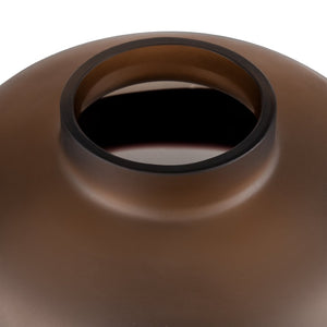Atlas Dugan Vase - Modern Hand-Blown Glass Accent with Matte Finish and Bold Black Detailing for Elegance Short Tobacco AC11271-01