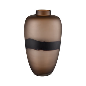 Atlas Dugan Vase - Modern Hand-Blown Glass Accent with Matte Finish and Bold Black Detailing for Elegance Tall Tobacco AC11272-01