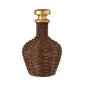 Atlas Duin Decorative Bottles Set of 3 - Handcrafted Brown Gourd Accents with Gold Stoppers for Home Decor AC11273-01S