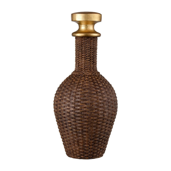 Atlas Duin Decorative Bottles Set of 3 - Handcrafted Brown Gourd Accents with Gold Stoppers for Home Decor AC11273-01S