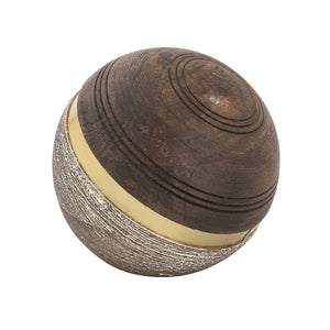 Atlas Dunn Orb Decorative Accent - Handcrafted Mango Wood Sphere with Brass Band for Modern Elegance AC11274-01