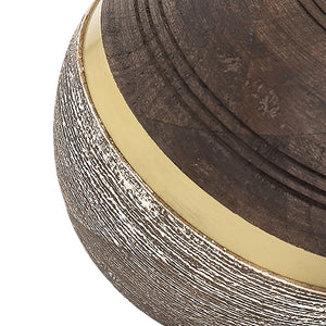 Atlas Dunn Orb Decorative Accent - Handcrafted Mango Wood Sphere with Brass Band for Modern Elegance AC11274-01