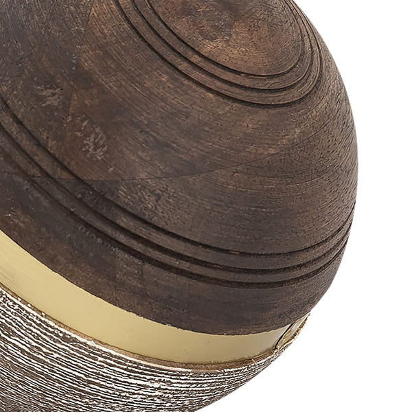 Atlas Dunn Orb Decorative Accent - Handcrafted Mango Wood Sphere with Brass Band for Modern Elegance AC11274-01