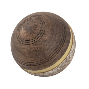 Atlas Dunn Orb Decorative Accent - Handcrafted Mango Wood Sphere with Brass Band for Modern Elegance AC11274-01