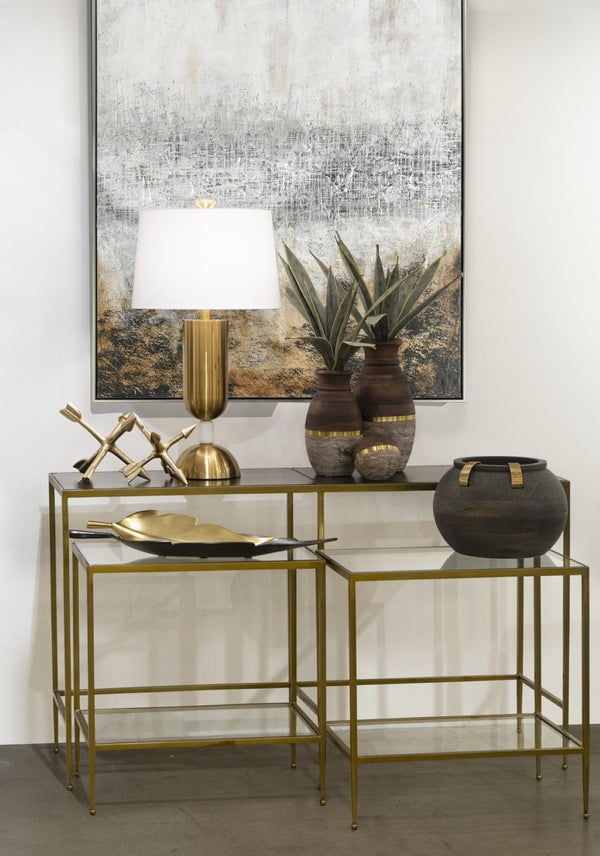 Atlas Dunn Orb Decorative Accent - Handcrafted Mango Wood Sphere with Brass Band for Modern Elegance AC11274-01