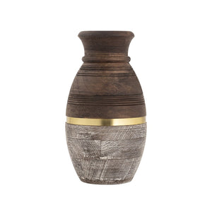 Atlas Dunn Vase - Hand-Finished Decorative Accent with Curved Silhouette and Elegant Brass Inlay Detail Small AC11275-01