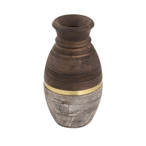 Atlas Dunn Vase - Hand-Finished Decorative Accent with Curved Silhouette and Elegant Brass Inlay Detail Small AC11275-01