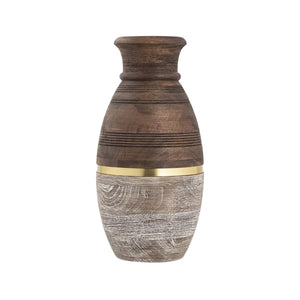 Atlas Dunn Vase - Hand-Finished Decorative Accent with Curved Silhouette and Elegant Brass Inlay Detail Large AC11275-02