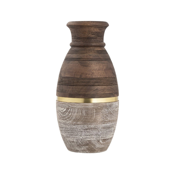 Atlas Dunn Vase - Hand-Finished Decorative Accent with Curved Silhouette and Elegant Brass Inlay Detail Large AC11275-02