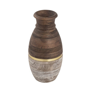 Atlas Dunn Vase - Hand-Finished Decorative Accent with Curved Silhouette and Elegant Brass Inlay Detail Large AC11275-02