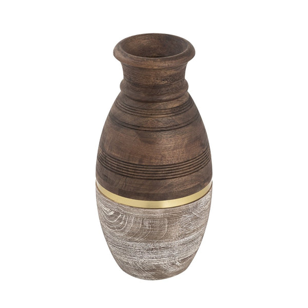 Atlas Dunn Vase - Hand-Finished Decorative Accent with Curved Silhouette and Elegant Brass Inlay Detail Large AC11275-02