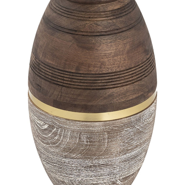 Atlas Dunn Vase - Hand-Finished Decorative Accent with Curved Silhouette and Elegant Brass Inlay Detail Large AC11275-02