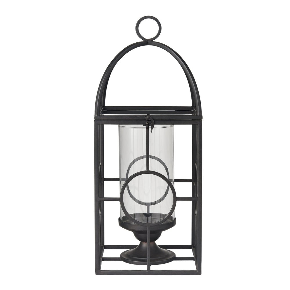 Atlas Earl Lantern - Sleek Black Metal Candle Holder with Glass Hurricane for Stylish Home Decor Accents AC11276-01