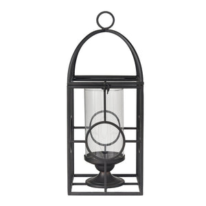 Atlas Earl Lantern - Sleek Black Metal Candle Holder with Glass Hurricane for Stylish Home Decor Accents AC11276-01