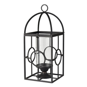 Atlas Earl Lantern - Sleek Black Metal Candle Holder with Glass Hurricane for Stylish Home Decor Accents AC11276-01