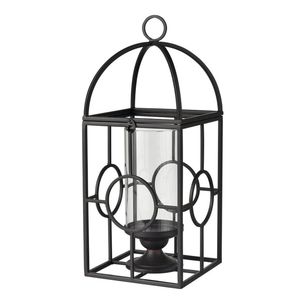 Atlas Earl Lantern - Sleek Black Metal Candle Holder with Glass Hurricane for Stylish Home Decor Accents AC11276-01