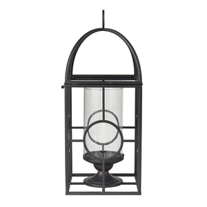 Atlas Earl Lantern - Sleek Black Metal Candle Holder with Glass Hurricane for Stylish Home Decor Accents AC11276-01