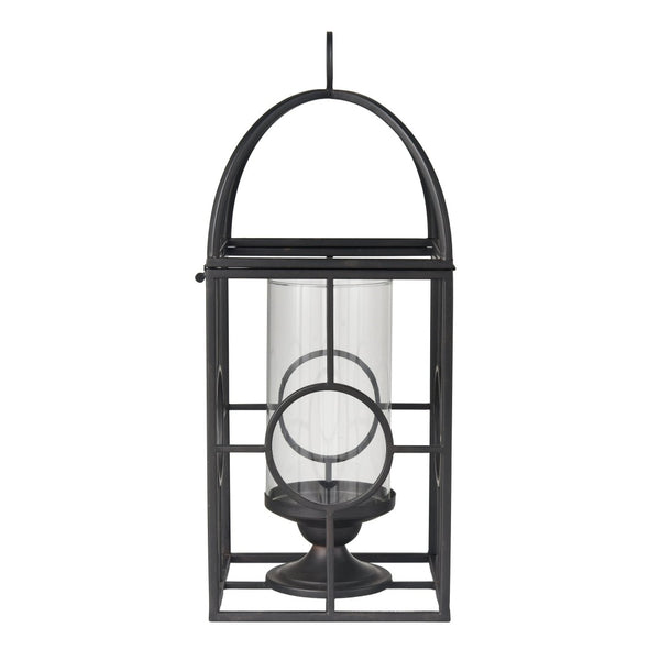 Atlas Earl Lantern - Sleek Black Metal Candle Holder with Glass Hurricane for Stylish Home Decor Accents AC11276-01
