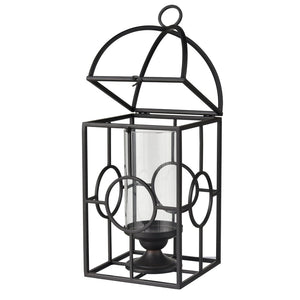 Atlas Earl Lantern - Sleek Black Metal Candle Holder with Glass Hurricane for Stylish Home Decor Accents AC11276-01
