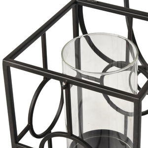 Atlas Earl Lantern - Sleek Black Metal Candle Holder with Glass Hurricane for Stylish Home Decor Accents AC11276-01