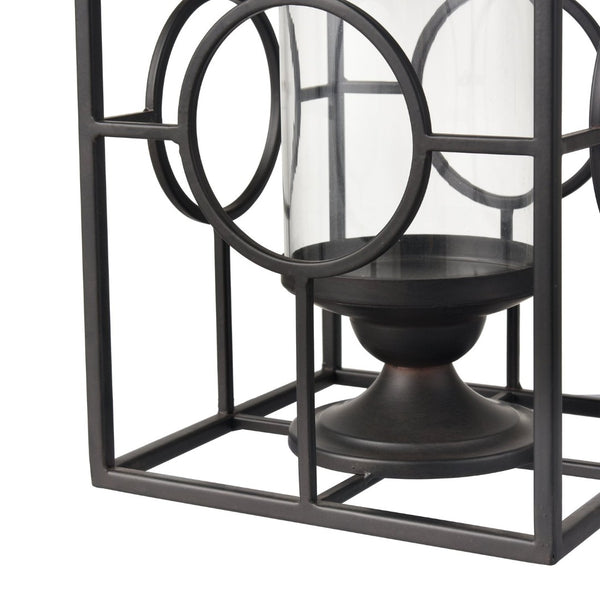 Atlas Earl Lantern - Sleek Black Metal Candle Holder with Glass Hurricane for Stylish Home Decor Accents AC11276-01