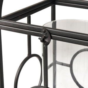 Atlas Earl Lantern - Sleek Black Metal Candle Holder with Glass Hurricane for Stylish Home Decor Accents AC11276-01