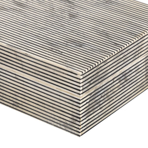 Atlas Eaton Etched Box Set of 2 - Modern White Decorative Storage with Black Stripe Design for Home Décor AC11281-01S