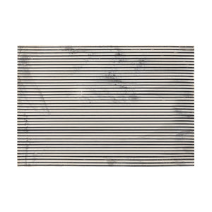 Atlas Eaton Etched Box Set of 2 - Modern White Decorative Storage with Black Stripe Design for Home Décor AC11281-01S