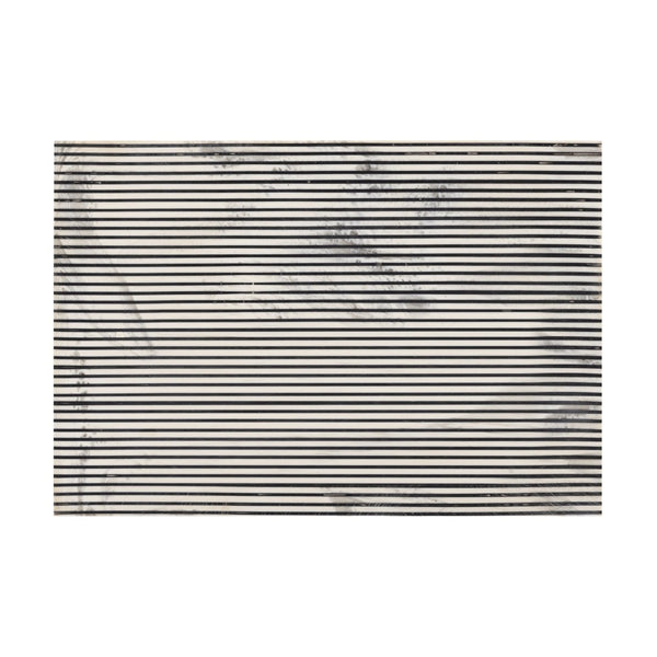 Atlas Eaton Etched Box Set of 2 - Modern White Decorative Storage with Black Stripe Design for Home Décor AC11281-01S