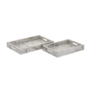 Atlas Eaton Etched Tray Set of 2 - Modern White & Black Striped Trays for Stylish Home Organization & Serving AC11282-01S