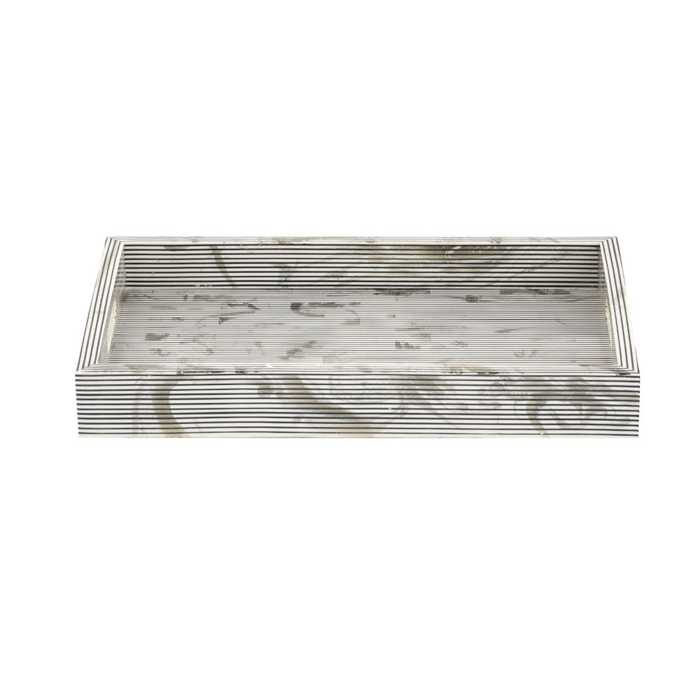 Atlas Eaton Etched Tray Set of 2 - Modern White & Black Striped Trays for Stylish Home Organization & Serving AC11282-01S