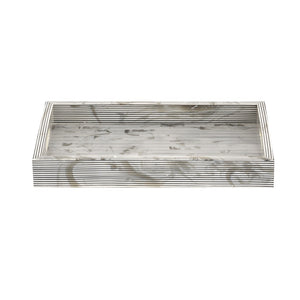 Atlas Eaton Etched Tray Set of 2 - Modern White & Black Striped Trays for Stylish Home Organization & Serving AC11282-01S