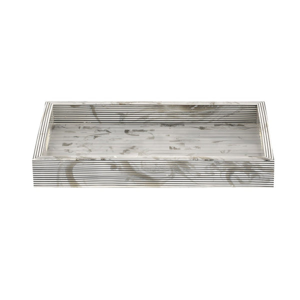 Atlas Eaton Etched Tray Set of 2 - Modern White & Black Striped Trays for Stylish Home Organization & Serving AC11282-01S