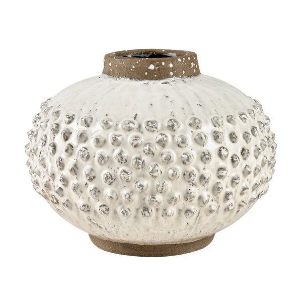 Atlas Echten Terracotta Vase - Rustic Aged White Decorative Accent for Coastal & Farmhouse Interiors AC11284-01
