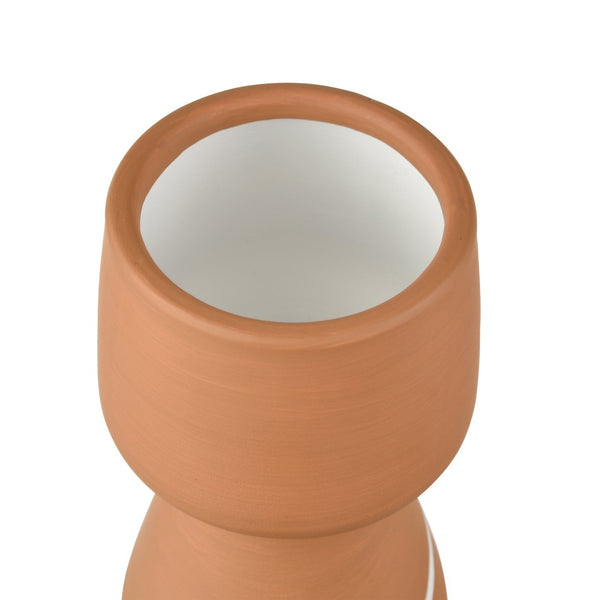 Atlas Eko Vase - Sculptural Terracotta Accent with Hand-Painted Bands for Modern Rustic Decor 10 Inches Small Terracotta AC11286-01