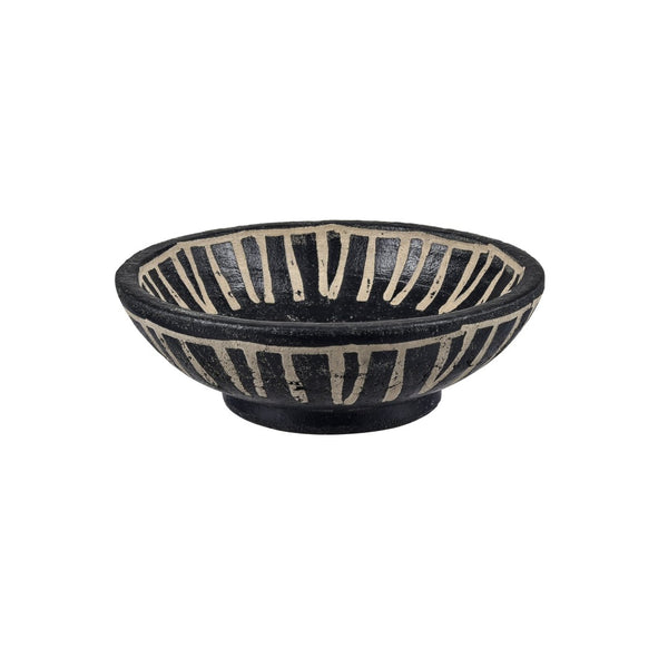 Atlas Eleni Earthenware Plate Set of 2 - Stylish Black Plates with Tribal Etching for Modern Decor AC11287-01S