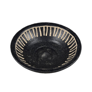 Atlas Eleni Earthenware Plate Set of 2 - Stylish Black Plates with Tribal Etching for Modern Decor AC11287-01S