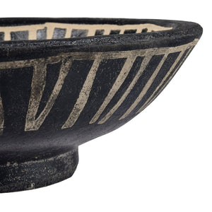 Atlas Eleni Earthenware Plate Set of 2 - Stylish Black Plates with Tribal Etching for Modern Decor AC11287-01S