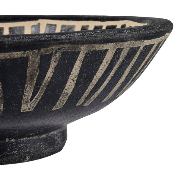 Atlas Eleni Earthenware Plate Set of 2 - Stylish Black Plates with Tribal Etching for Modern Decor AC11287-01S