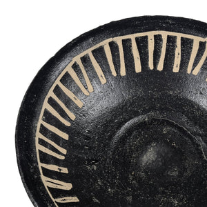 Atlas Eleni Earthenware Plate Set of 2 - Stylish Black Plates with Tribal Etching for Modern Decor AC11287-01S