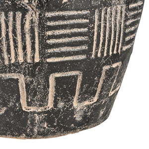 Atlas Eleni Vase - Handcrafted Black Earthenware with Tribal Detail for Modern Home Décor and Style AC11288-01
