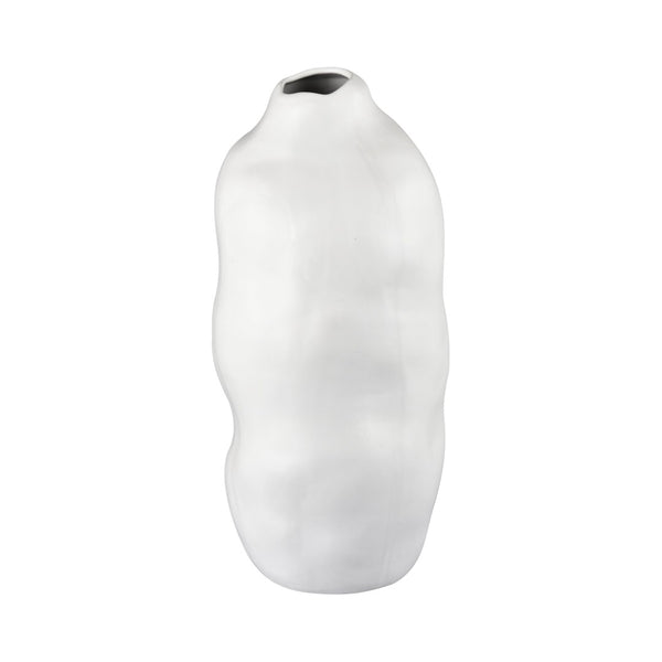 Atlas Elias Vase - Sculptural Earthenware Design with Serene White Satin Finish for Minimalist Decor Large AC11289-02