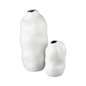 Atlas Elias Vase - Sculptural Earthenware Design with Serene White Satin Finish for Minimalist Decor Large AC11289-02
