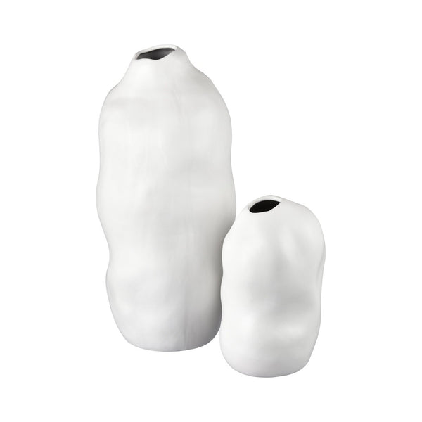 Atlas Elias Vase - Sculptural Earthenware Design with Serene White Satin Finish for Minimalist Decor Large AC11289-02